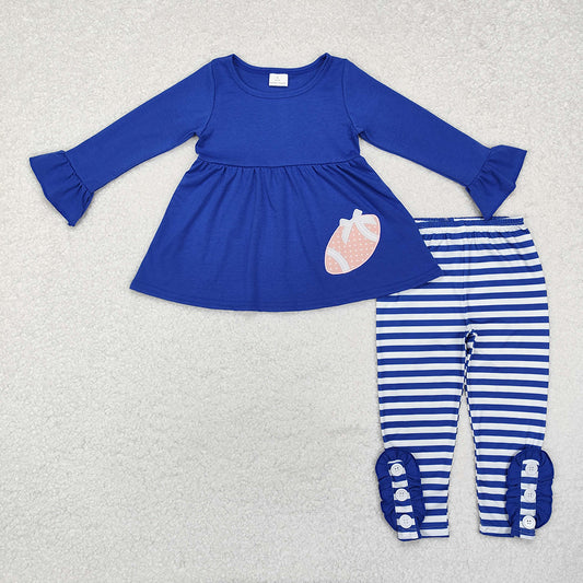 Baby Girls Blue Football Tunic Stripes Legging Outfits Clothes Sets