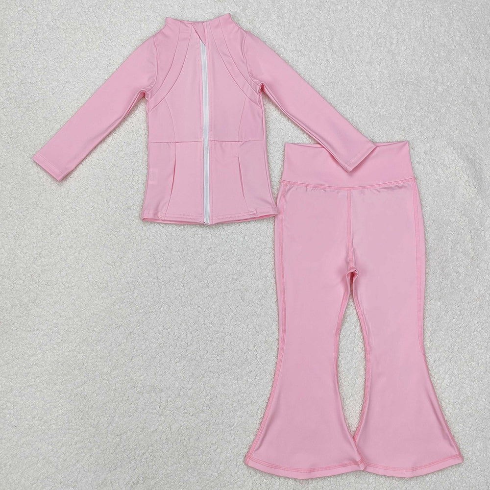 Baby Girls Light Pink Yoga Active Wear Jackets Pants 2pcs Clothes Sets