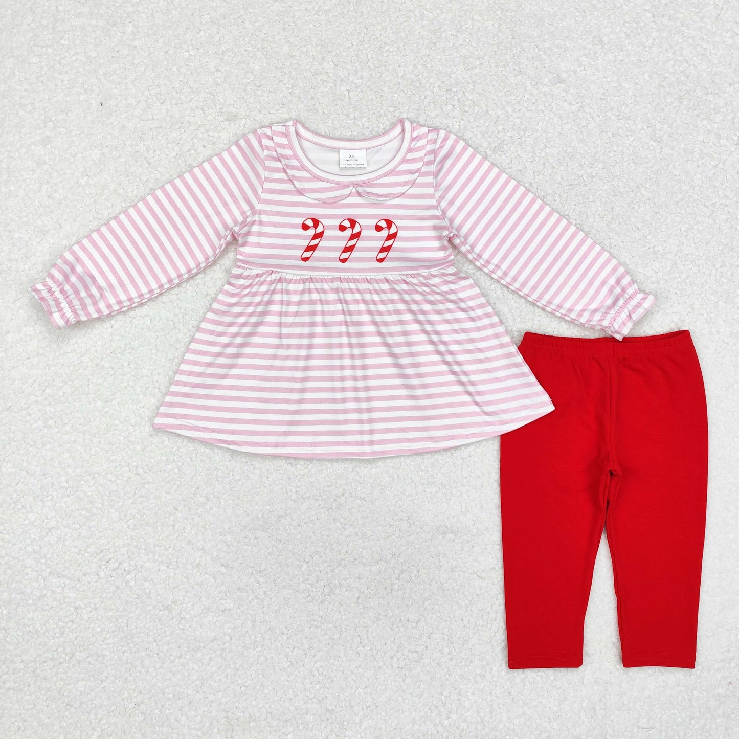 Sibling Baby Girls Christmas Candy Cane Rompers Clothes Sets