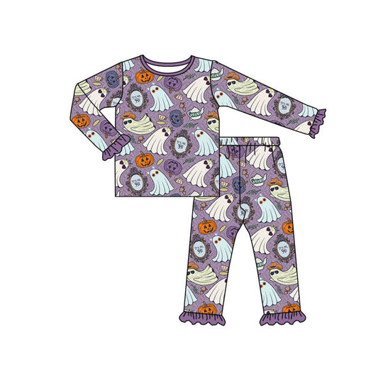 Baby Girls Purple Halloween Ghost Top Pants Pajamas Clothes Sets Preorder