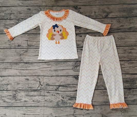 Baby Girls Thanksgiving Turkey Dots Tee Top Pants Pajamas Clothes Sets