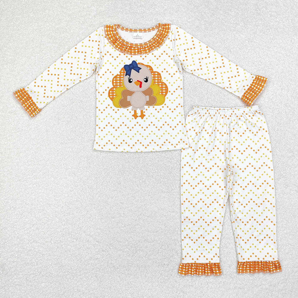 Baby Girls Thanksgiving Turkey Dots Tee Top Pants Pajamas Clothes Sets