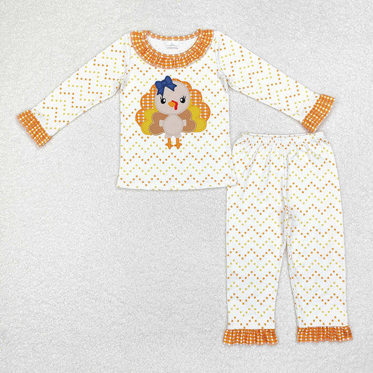 Baby Girls Thanksgiving Turkey Dots Tee Top Pants Pajamas Clothes Sets