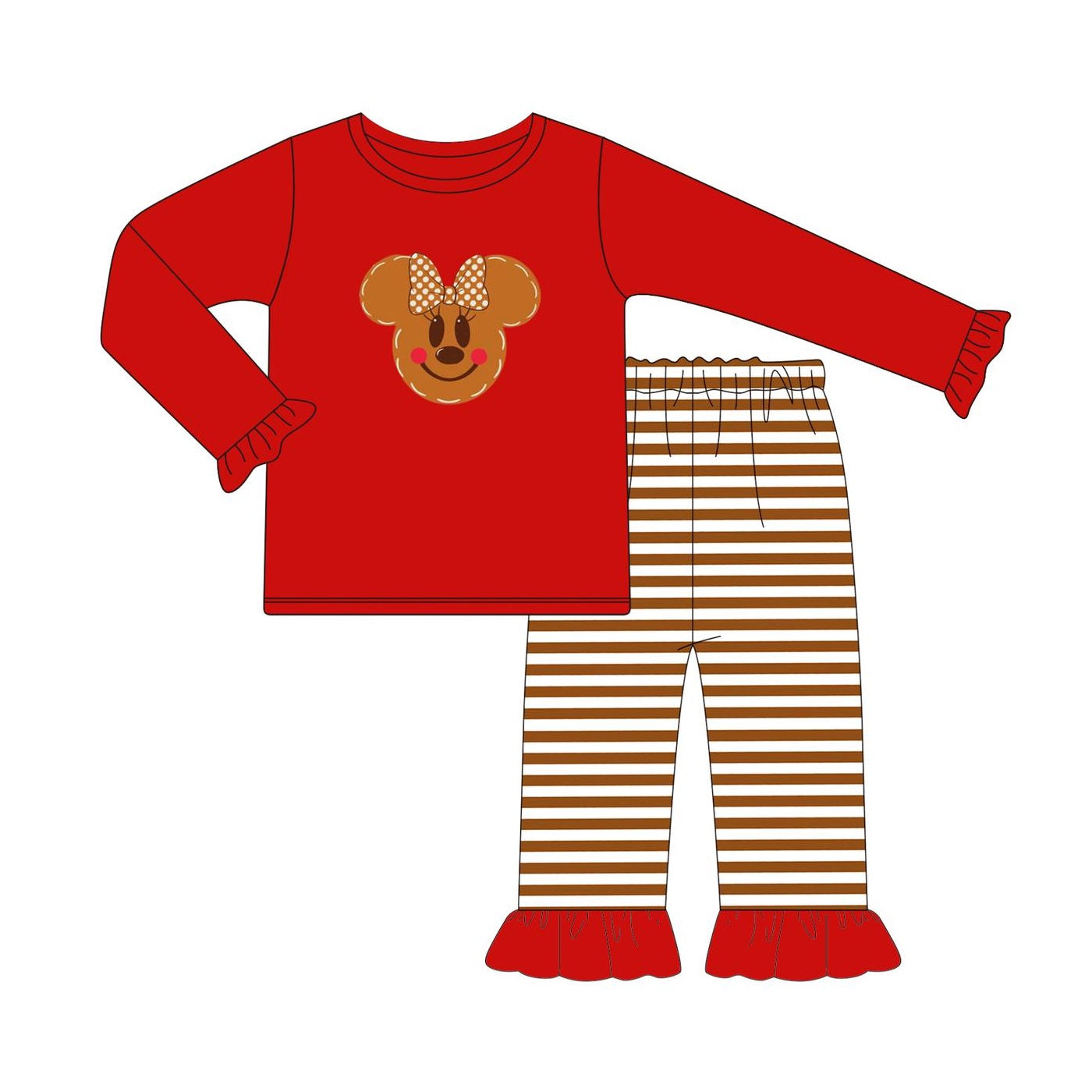 Baby Girls Red Cartoon Tee Top Pants Pajamas Clothes Sets Preorder