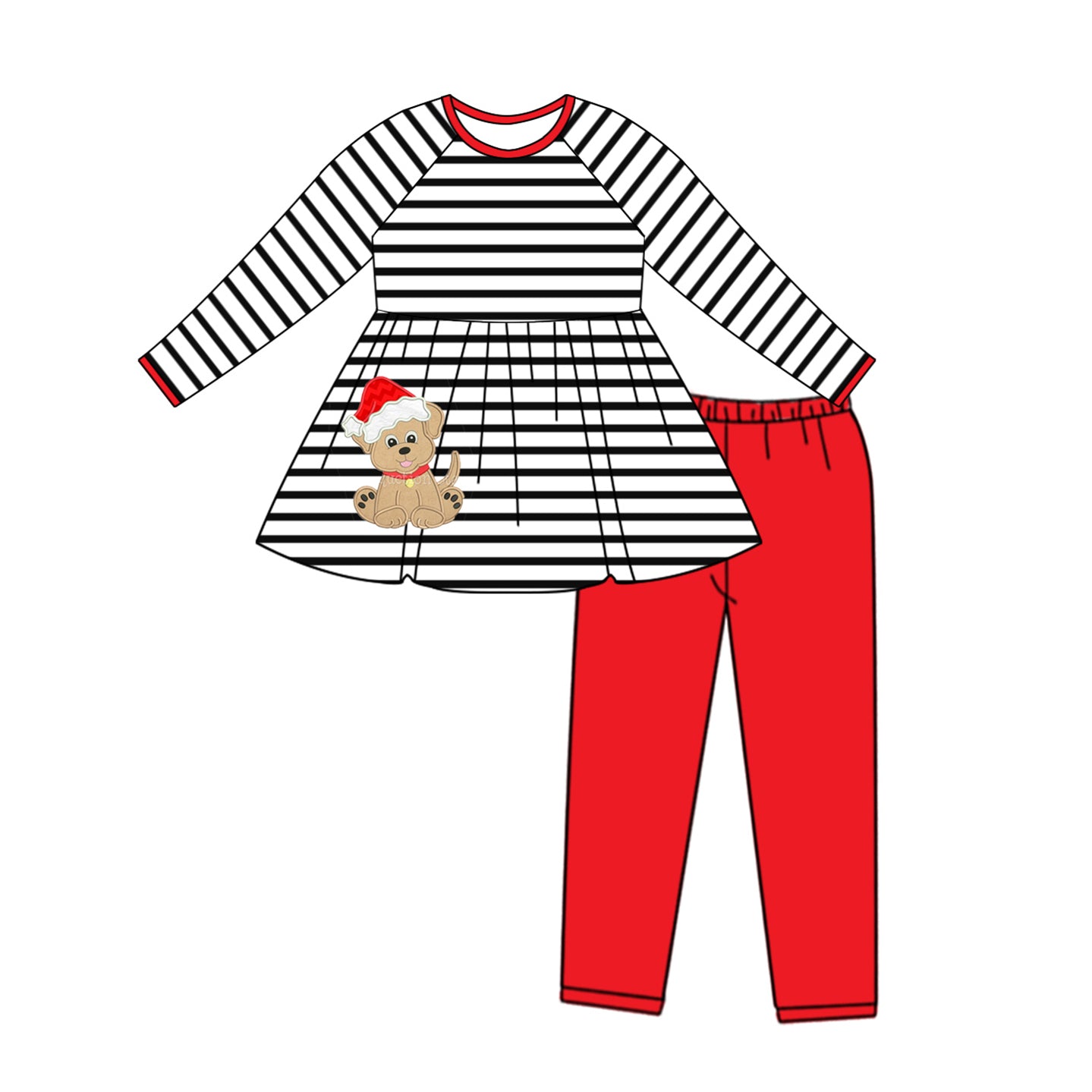 Baby Girls Christmas Dog Tunic Top Legging Clothes Sets Preorder