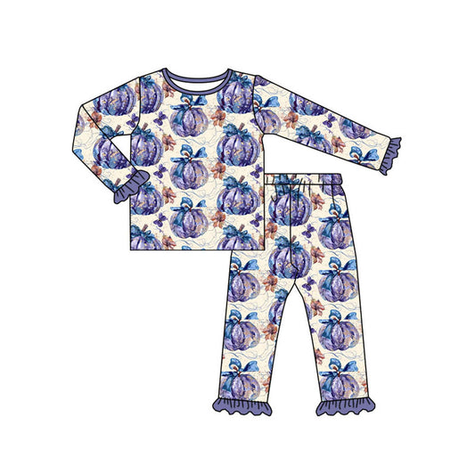 Baby Girls Purple Pumpkins Top Pants Pajamas Clothes Sets Preorder