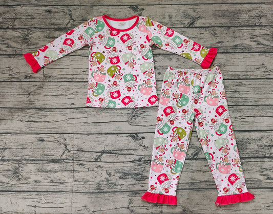 Baby Girls Christmas Cups Gingerbread Bamboo Pajamas Clothes Sets