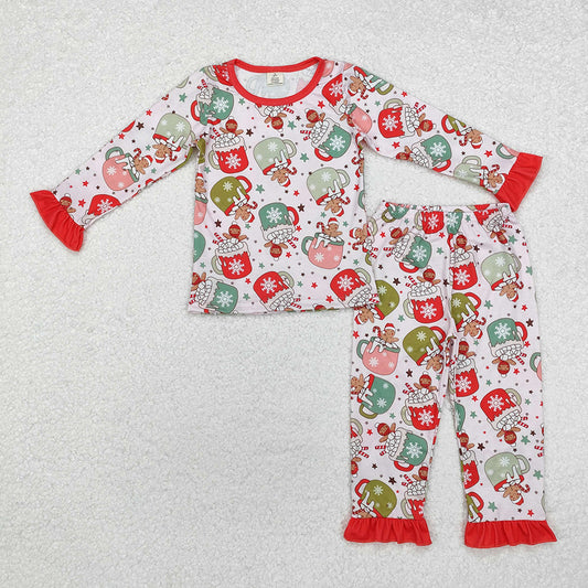 Baby Girls Christmas Cups Gingerbread Bamboo Pajamas Clothes Sets