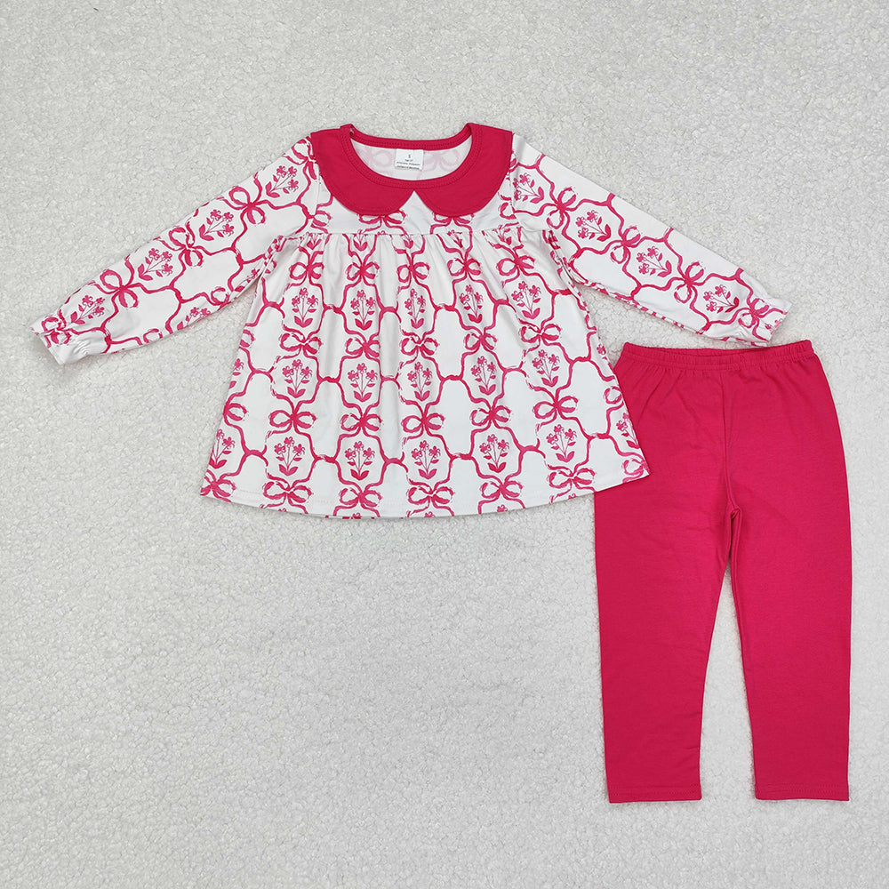 Baby Girls Pink Bows Flowers Tunic Legging Clothes Sets