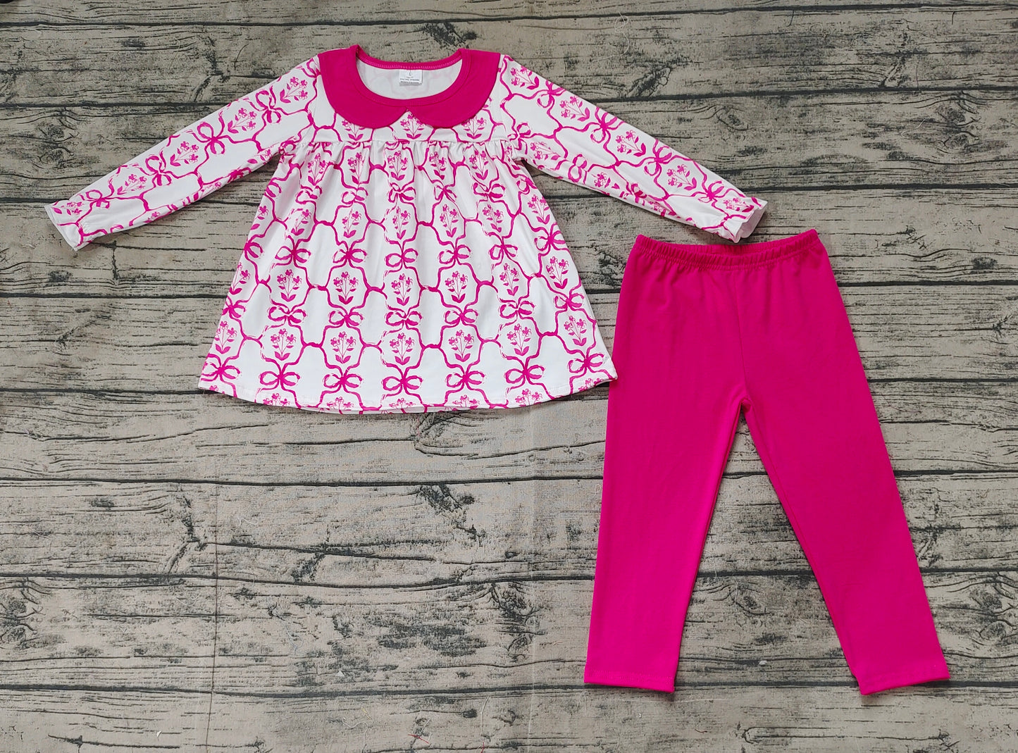 Baby Girls Pink Bows Flowers Tunic Legging Clothes Sets