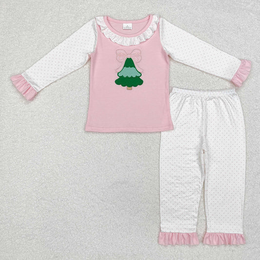 Baby Girls Christmas Tree Bow Shirt Pants Pajamas Clothes Sets