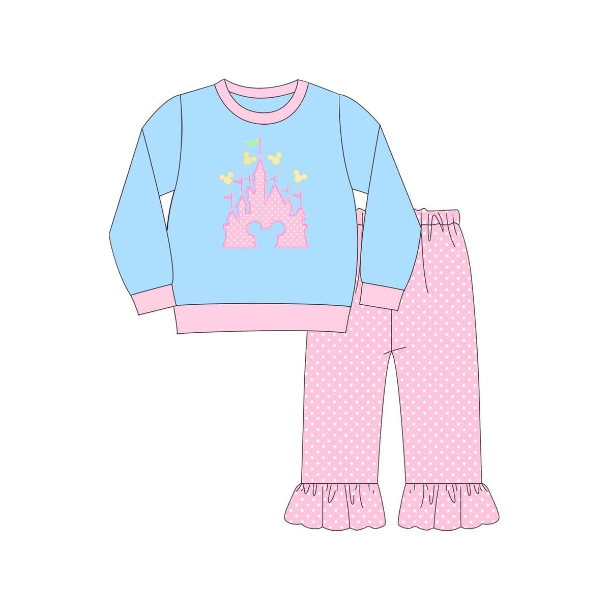 Baby Girls Cactus Cartoon Top Pink Pants Clothes Sets Preorder