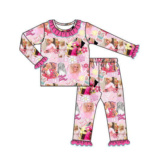 Baby Girls Pink Singer Western Top Pants Pajamas Clothes Sets Preorder