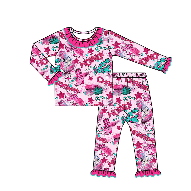 Baby Girls Christmas Howdy Boots Shirt Pants Pajamas Clothes Sets Preorder