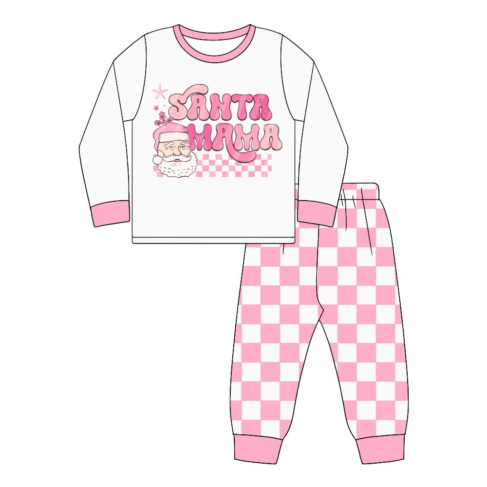 Adult Women Christmas Mama Tops Pink Checkered Pants Pajamas Preorder