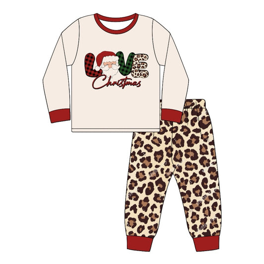 Adult Women Love Christmas Tops Leopard Pants Pajamas Preorder