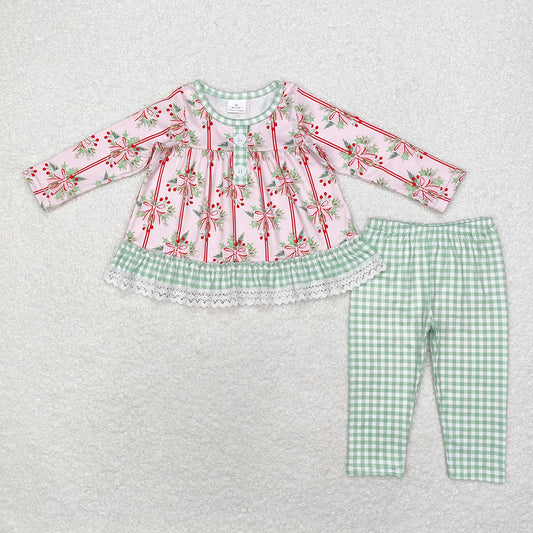 Baby Girls Christmas Holly Bow Tunic Legging Clothes Sets