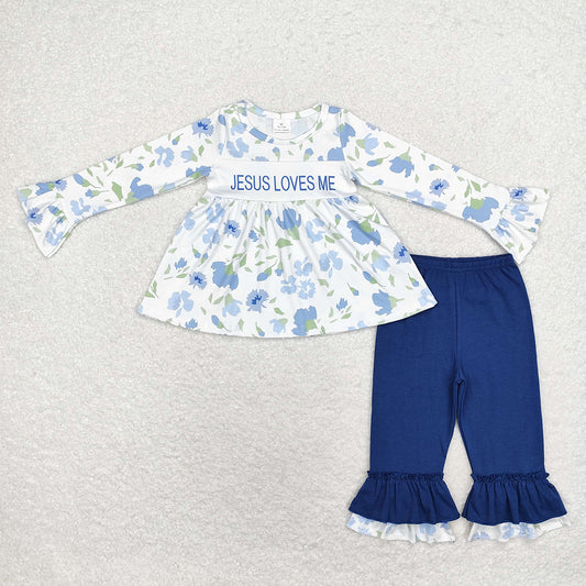 Sibling Baby Girls Boys Jesus Loves Me Rompers Flowers Clothes Sets