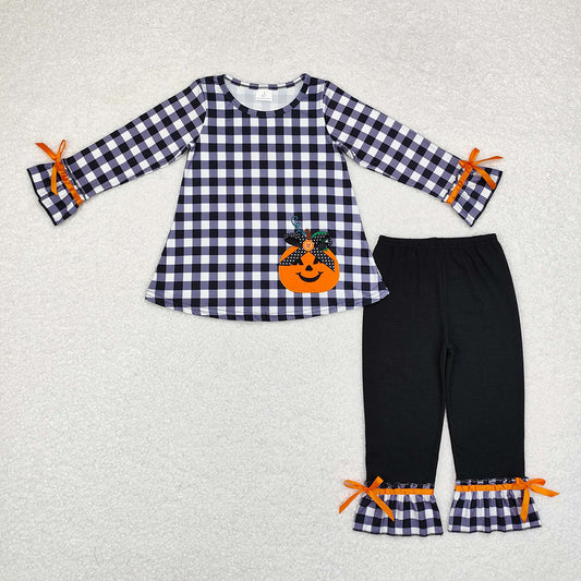 Baby Girls Halloween Black Pumpkin Tunic Pants Clothes Sets