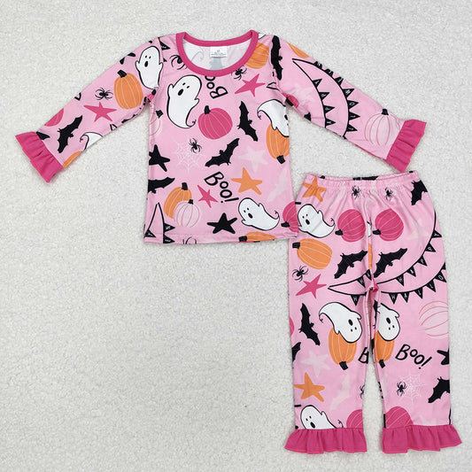 Baby Girls Pink Ghost Pumpkin Halloween Pajamas Clothes Sets