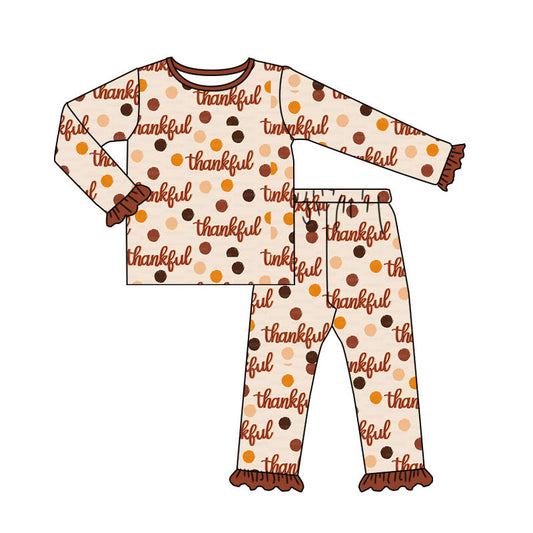 Baby Girls Thanksgiving Thankful Shirt Pants Pajamas Clothes Sets Preorder