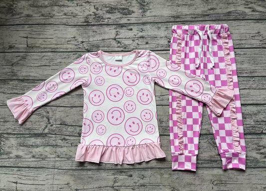 Baby Girls Smile Pink Top Ruffle Pants Outfits Sets