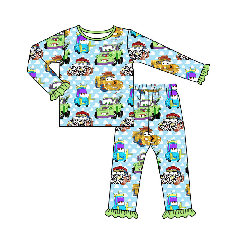 Baby Girls Racing Cars Toys Top Pants Pajamas Outfits Sets Preorder