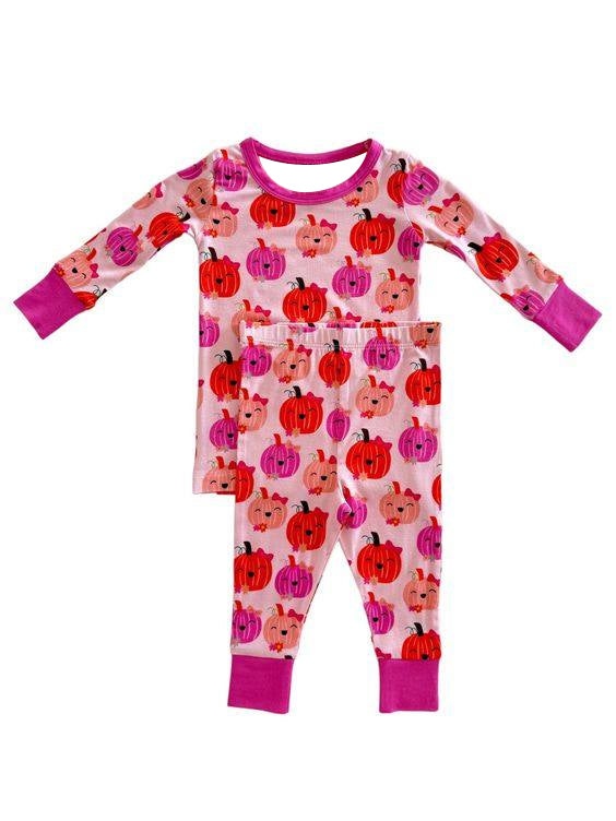 Baby Girls Pink Pumpkins Fall Top Pants Pajamas Outfits Sets Preorder