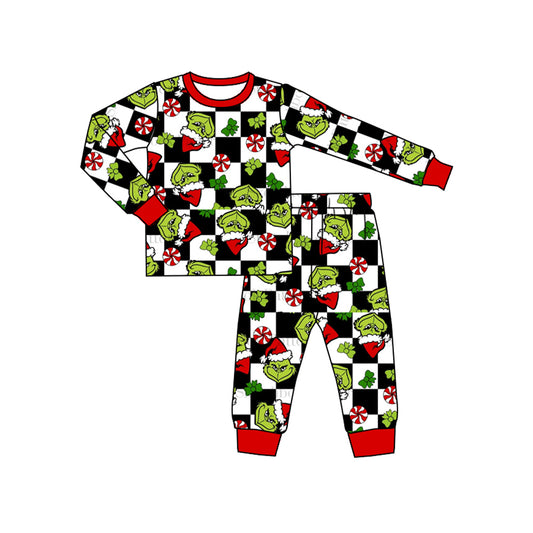 Baby Boys Christmas Green Face Top Pants Pajamas Outfits Sets Preorder