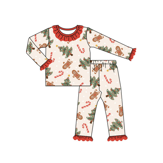 Baby Girls Christmas Tree Gingerbread Top Pants Pajamas Outfits Sets Preorder