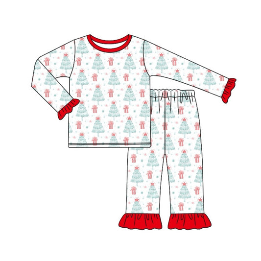 Baby Girls Christmas Tree Stars Top Pants Pajamas Clothes Sets Preorder