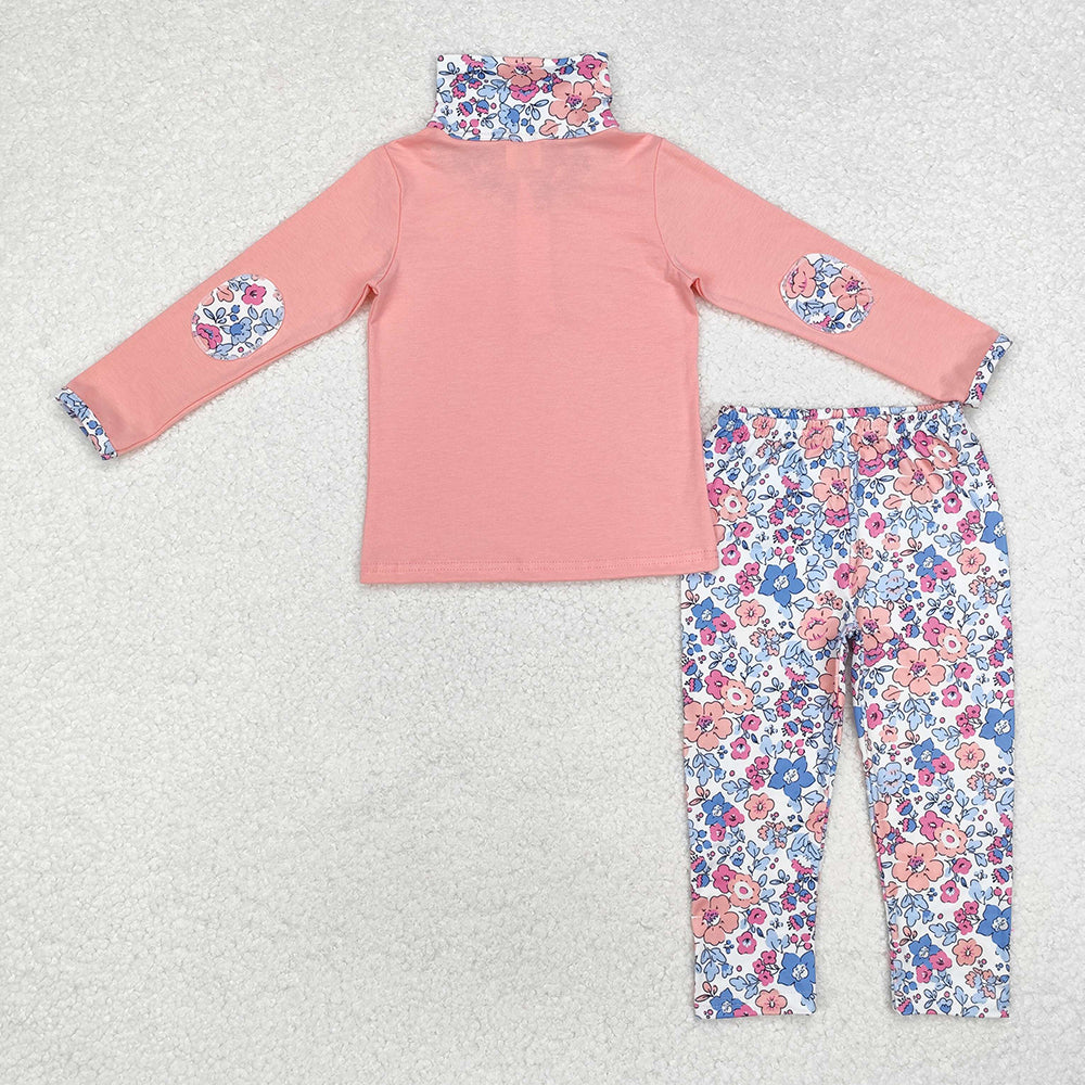 Baby Girls Pink Floral Zip Top Pants Pajamas Clothes Sets