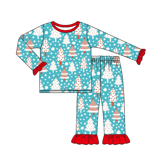 Baby Girls Christmas Tree Dots Top Pants Pajamas Clothes Sets Preorder