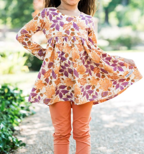 Baby Girls Fall Purple Orange Leaves Tunic Legging Clothes Sets Preorder