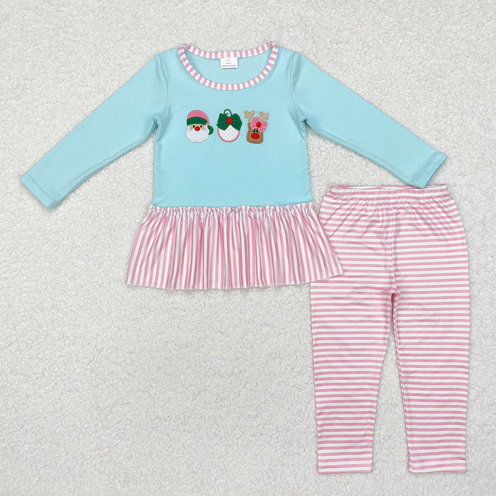 Baby Girls Christmas Santa Deer Bow Tunic Stripes Legging Clothes Sets