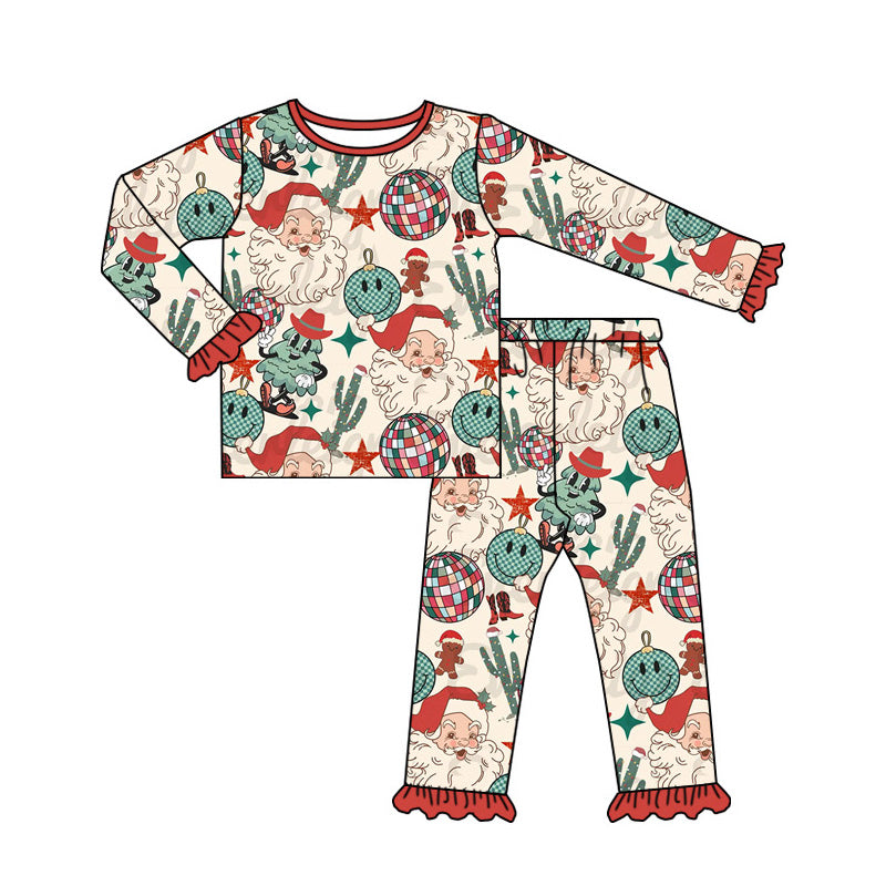 Baby Girls Christmas Western Santa Cactus Shirt Pajamas Clothes Sets Preorder