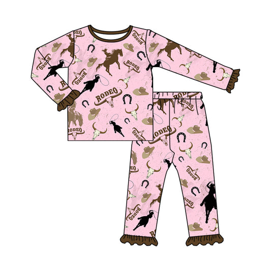 Baby Girls Western Rodeo Cow Shirt Pajamas Clothes Sets Preorder