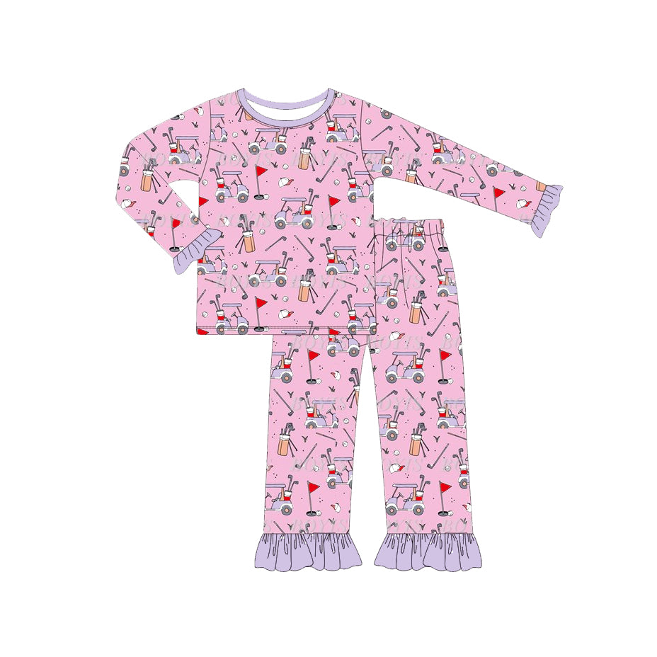 Baby Girls Lavender Golf Top Legging Pajamas Clothes Sets Preorder