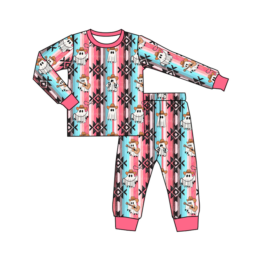 Baby Girls Halloween Ghost Aztec Top Pants Pajamas Clothes Sets Preorder