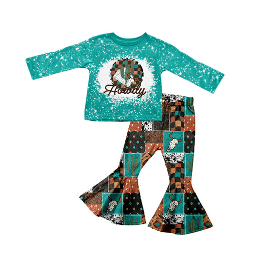 Baby Girls Western Howdy Shirt Bell Pants Clothes Sets Preorder