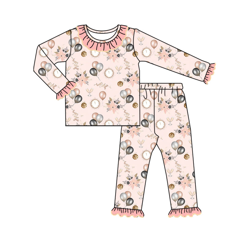 Baby Girls New Year Balloons Shirt Pants Pajamas Clothes Sets preorder