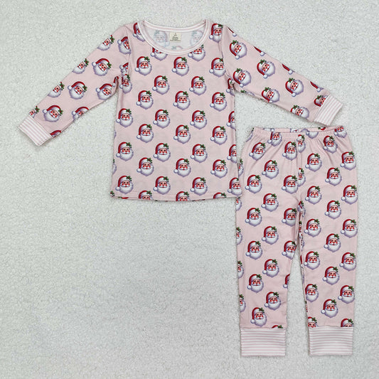 Baby Girls Pink Santa Bamboo Pajamas Clothes Sets