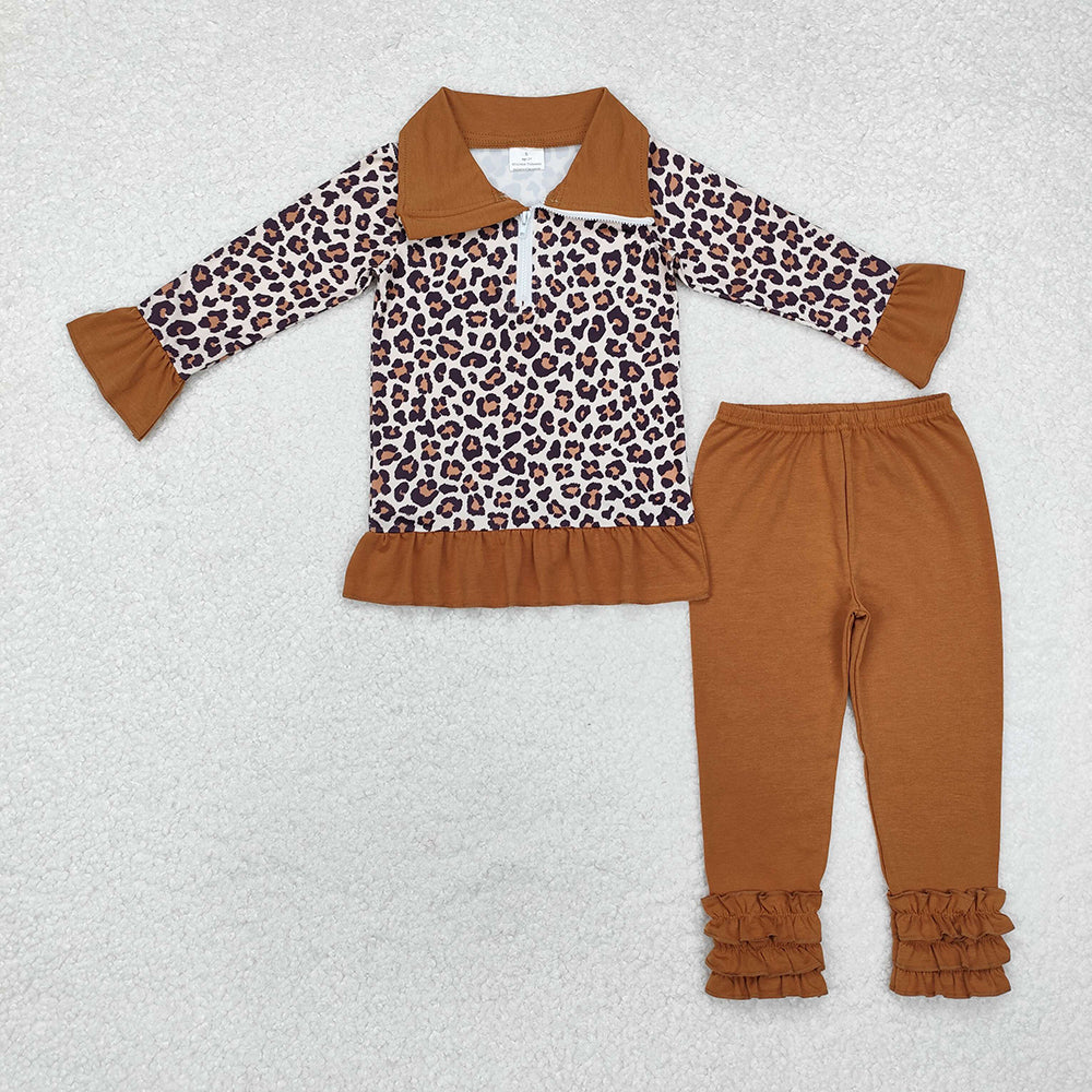 Baby Girls Leopard Zip Top Icing Legging Outfits Clothes Sets