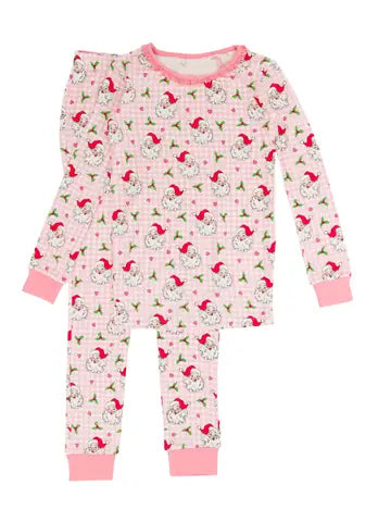 Baby Girls Christmas Pink Santa Top Pants Pajamas Outfits Clothes Sets Preorder