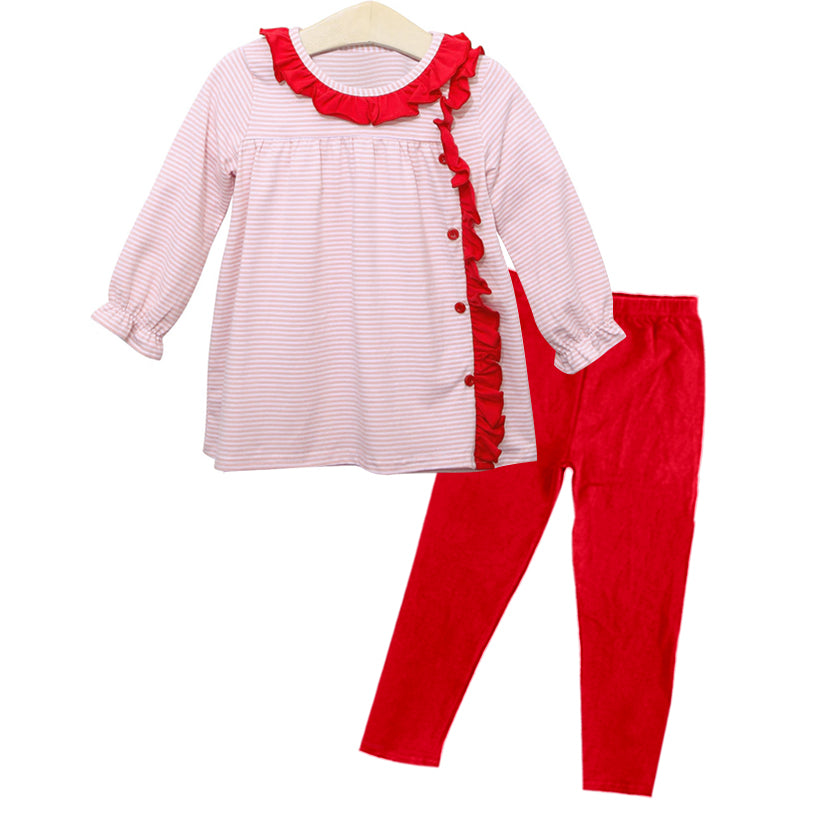 Baby Girls Christmas Pink Ruffle Top Legging Clothes Sets Preorder