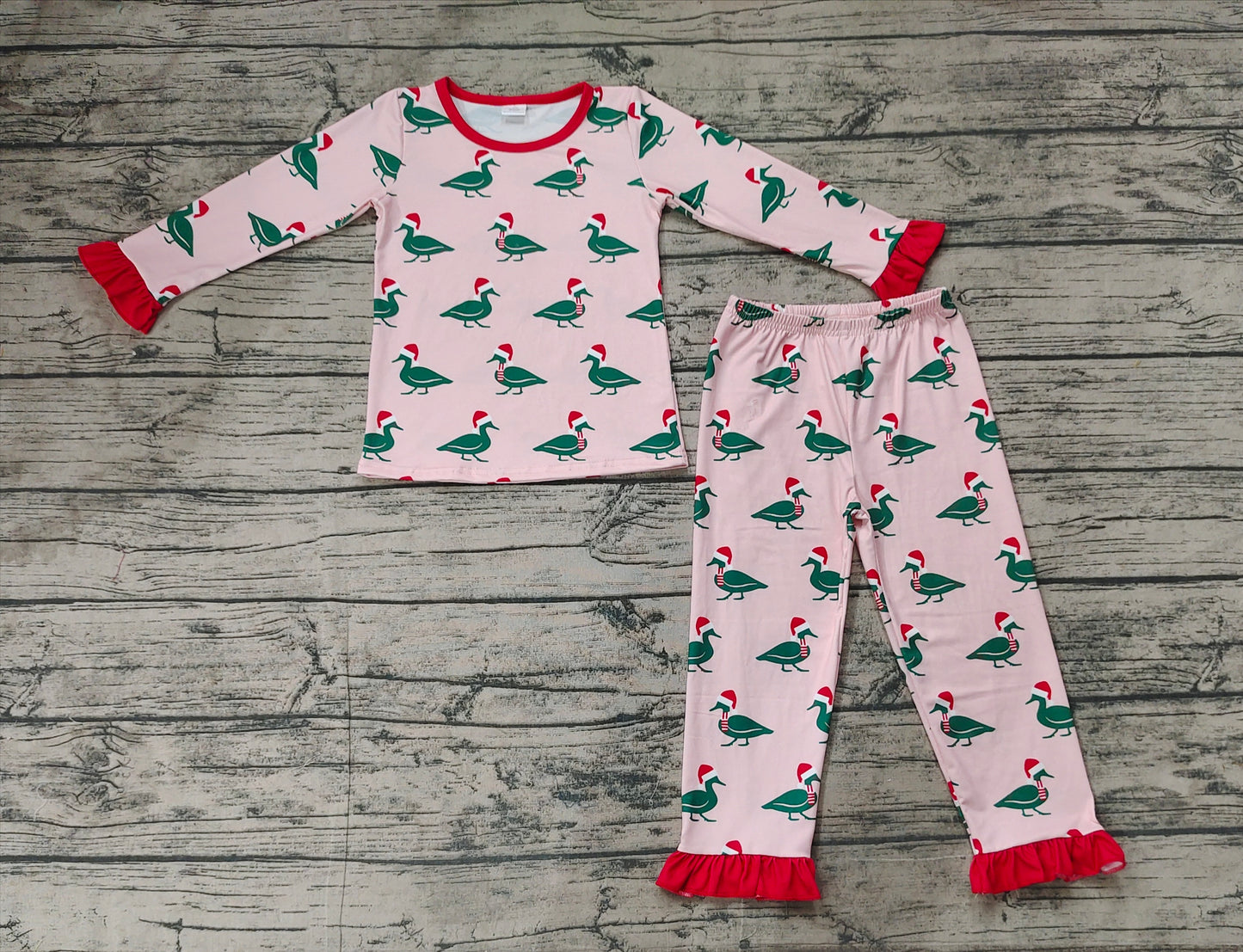 Baby Girls Christmas Ducks Shirt Pants Pajamas Clothes Sets Preorder