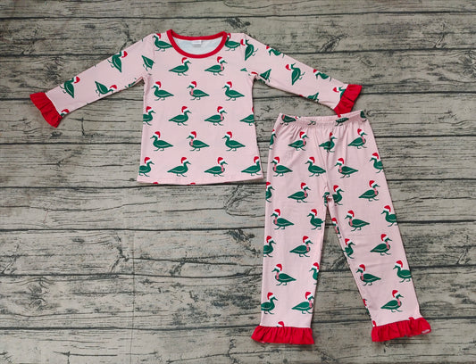 Baby Girls Christmas Ducks Bamboo Pajamas Clothes Sets