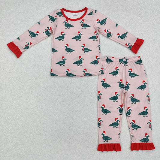 Baby Girls Christmas Ducks Bamboo Pajamas Clothes Sets