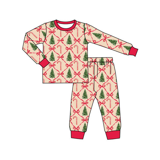 Baby Girls Christmas Tree Bows Shirt Pants Pajamas Clothes Sets Preorder