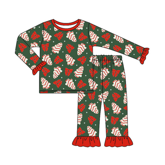 Baby Girls Christmas Tree Cake Bows Shirt Pants Pajamas Clothes Sets Preorder